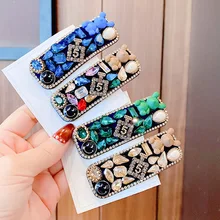 

BB Hair Clip for Women Girl Rhinestone Pearl Bear Hairpin Korean Handmade Fashion Head Accessories Mujer Wholesale