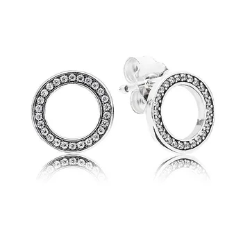 

Sparkling Geometric Hollow Circle Stud Earrings For Woman S925 Silver Zircon Earrings Modern Girl Romantic Valentine's Day Gift