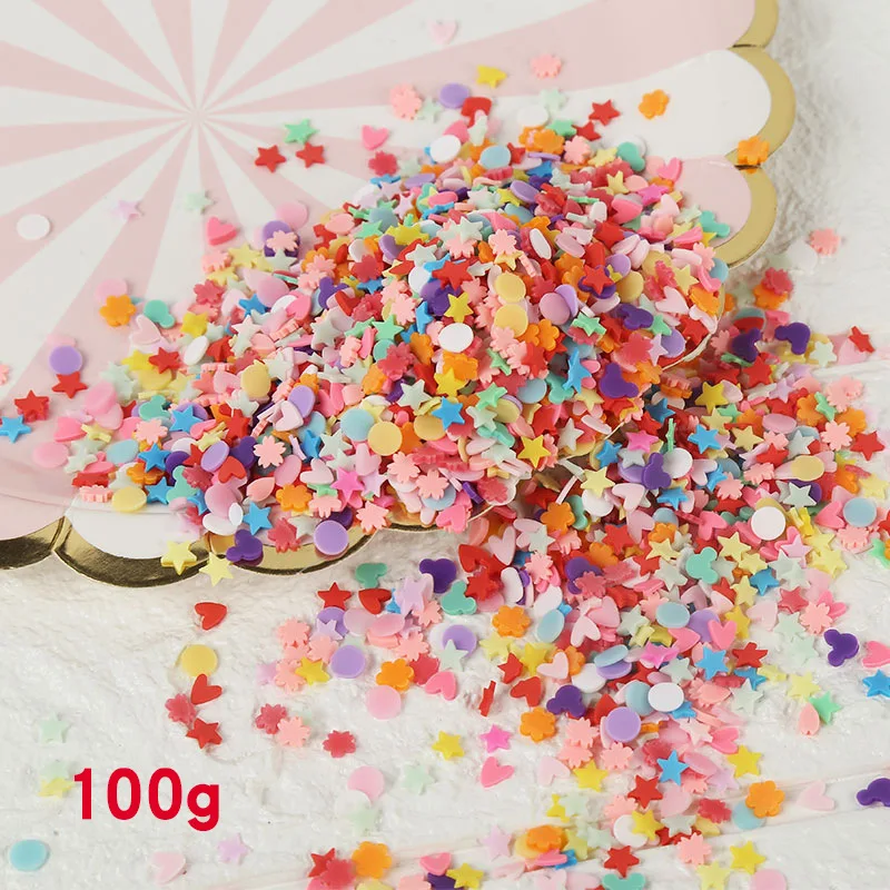 100g/lot Fimo Polymer Clay Sprinkles for Slime Heart Round Snowflake Star Slices Fake Cake Dessert Decoration DIY Nail Art Craft - Цвет: A2210