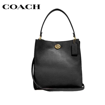 

COACH Charlie Pebble Leather Bucket Bag Turnlock Closure Handle Adjustable Crossbody Strap Shoulder Bags For Women 55200