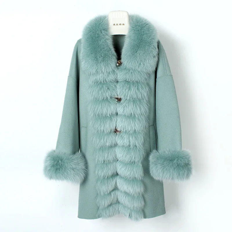 OFTBUY пальто с натуральным лисьим мехом 90% шерсть 10% кашемир комбинированная верхняя одежда зимняя куртка женская куртка на пуговицах Уличная Повседневная теплая