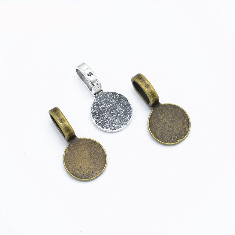 

20pcs 18x10mm Vintage Round Alloy Blank Setting Connector Glue Paste On Jewelry Bails DIY Making Pendants Cabochon Jewelry