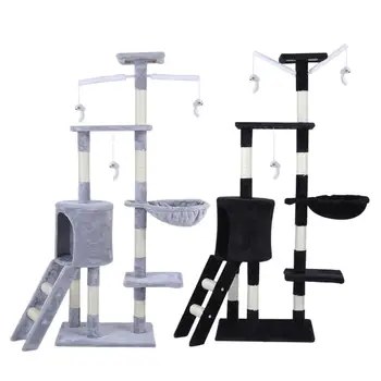 

Cat Climbing Frame Cat Scratching Post Tree Cat Scratcher Cat's Tree Tower Wood Climbing Toy Furniture Cat's Tree House