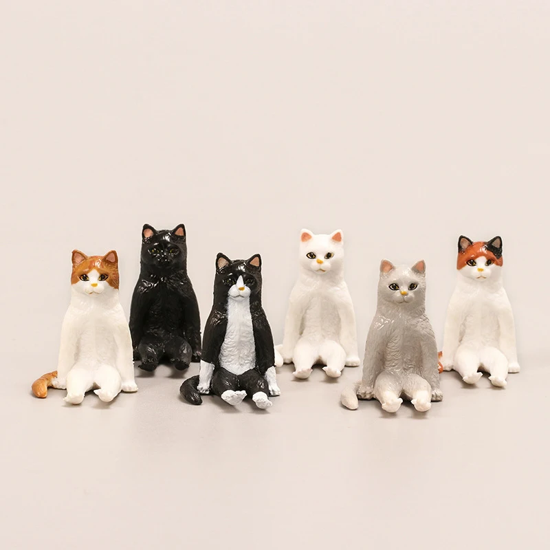 3 6 см/6 шт. милые аниме игрушки для кошек Мультяшные сидящие Коты куклы украшения