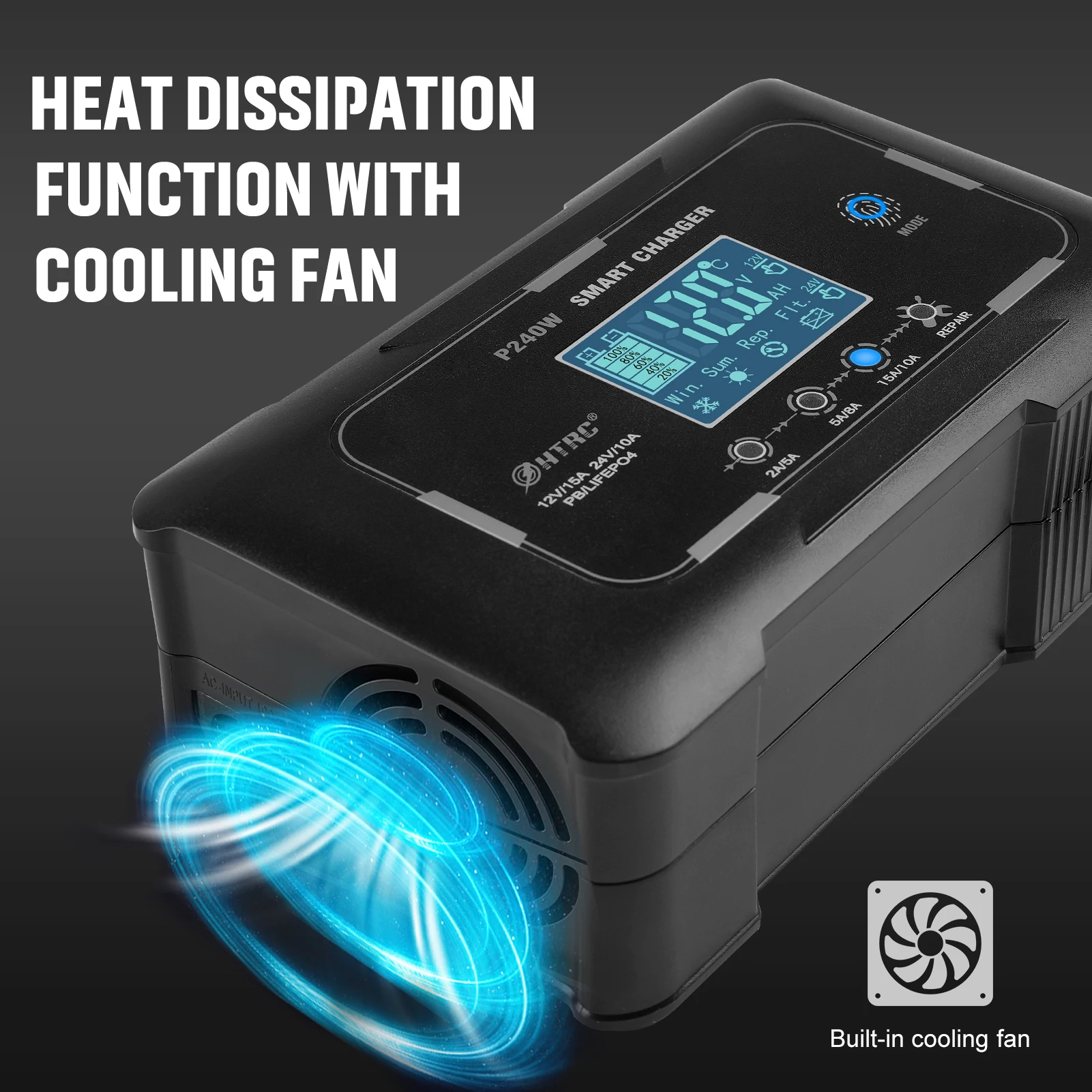 HTRC 12V/24V 15A/20A/25A/35A Automatic Battery Charger For PB LIFEPO4 AGM Gel L