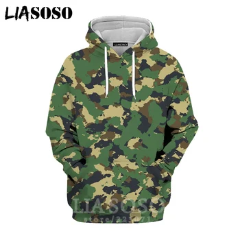 

LIASOSO Men's Hooded 3D Print Leopard Camouflage Hoodies Jungle Hide Women O Neck Ghillie Suit Fashion Unisex Soldier Hoody D011
