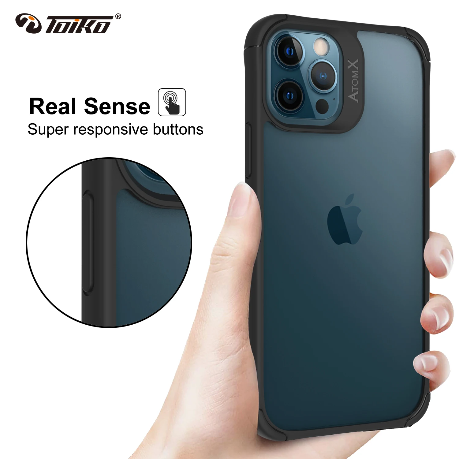 TOIKO Atom X Airbag Protective Case for iPhone 12 Pro Max Shockproof Back Cover for 12 Mini Hard PC Soft TPU Bumper Hybrid Shell