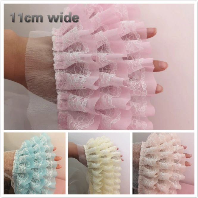 

11cm Wide Beautiful Multi-color Multi-layer Chiffon Mesh Lace Trim DIY Handmade Dress Skirt Cuffs Sewing Production Accessories