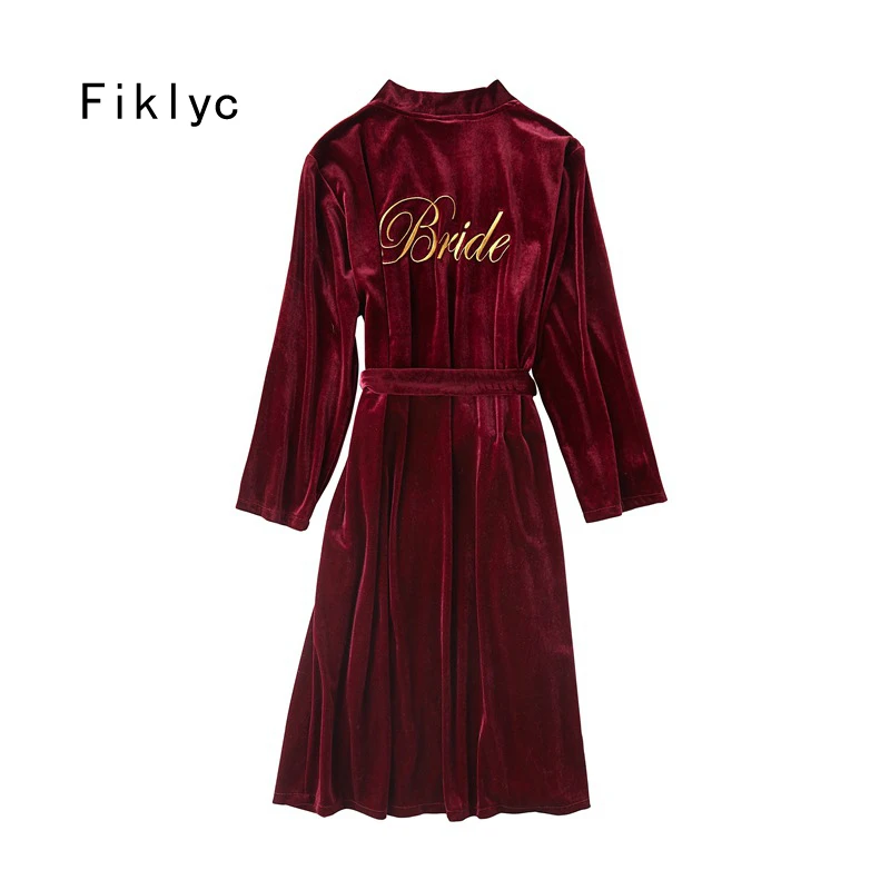 

Fiklyc underwear women's velvet bathrobes brides & bridesmaid robes winter ladies sleepwear HOT kimono for female NEW