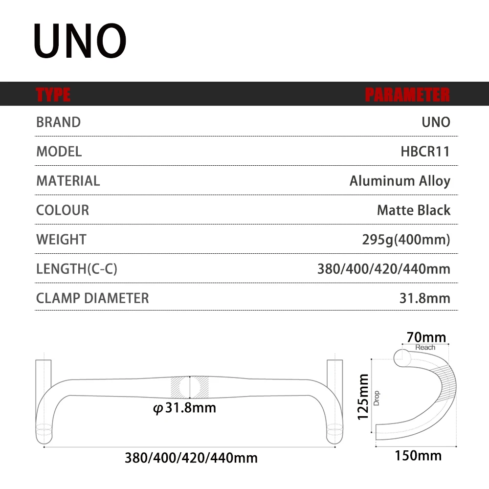 Description Picture 6 of itemRacing Bicycle Bent Handlebar Road Bike Handlebar Ultralight Bicycle Handle Drop Bar 31.8x380/400/420/440mm Bike Accessories