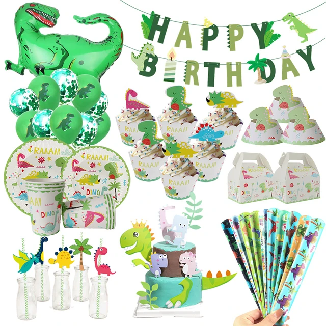 Dinosaur Birthday Party Decor Dino theme tableware kit Cups plates  tablecloth Boy Wild One Jungle Safari Party Table Decorations - AliExpress