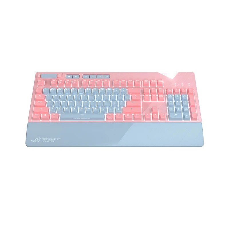 Клавиатура ASUS ROG Strix Flare PINK 90MP00M0-B0RA04 Cherry MX red, проводная, механическая, RGB подсветка, USB, розовый/серый