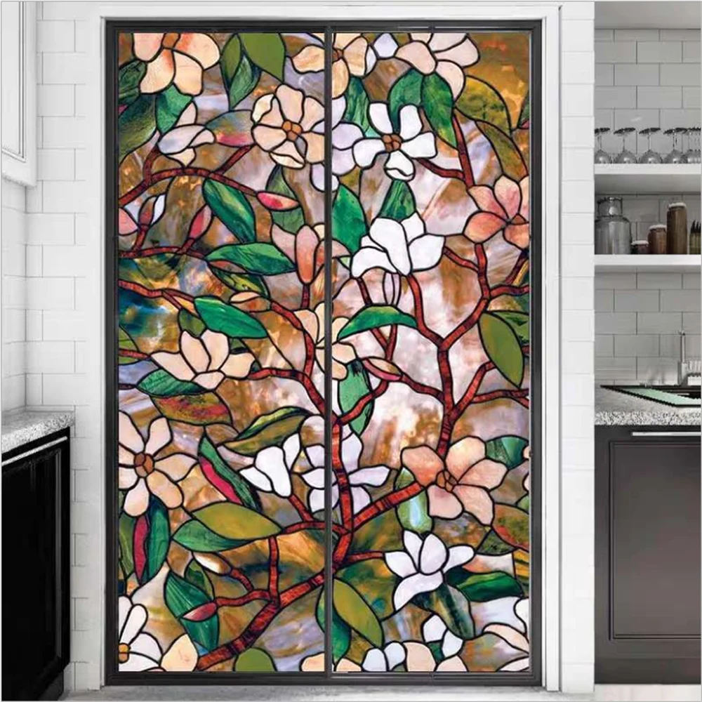 YaJing Privacy Window Film Stained Glass Vinyl Static Self Adhesive Film Frosted Decor GlassSticker Heat Control Decal for Home