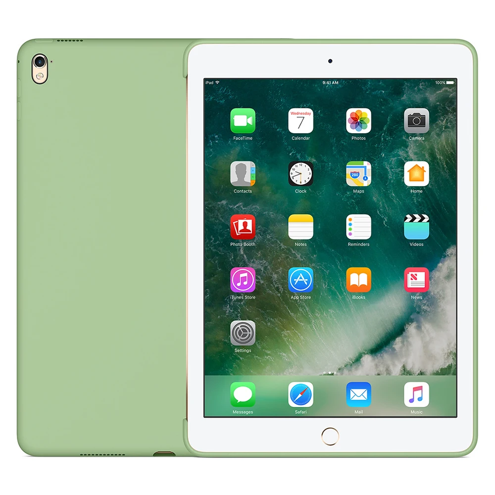 Mint Green Жидкий силиконовый чехол для ipad Pro с логотипом s для apple ipad 9,7 дюймов, силиконовый защитный чехол - Цвет: Mint Green