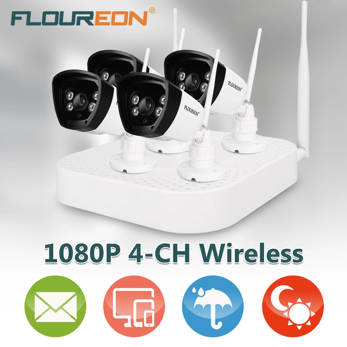 Floureon 4CH беспроводной CCTV 1080P DVR комплект открытый wi-fi/WLAN 720P 1.0MP IP камера безопасный видеорегистратор система NVR EU