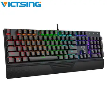 

VictSing 104 Standard Keys Mechanical Backlit Gaming Keyboard LED Ergonomic Wrist Rest Multi Modes Computer Keyboard for PC