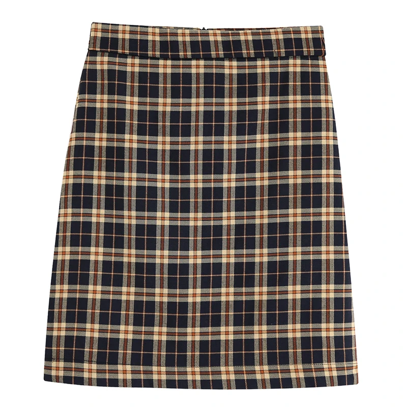 Fandy lokar повседневные клетчатые юбки с принтом, женская модная прямая юбка, Женские Элегантные мини юбки на молнии для женщин