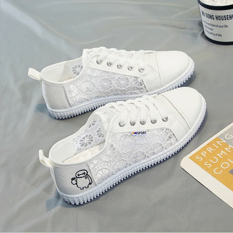 Sports Shoes Women Breathable Sneakers White Lace Shoes For Basket Femme Ultralight Woman Vulcanize Casual Sneaker B1460