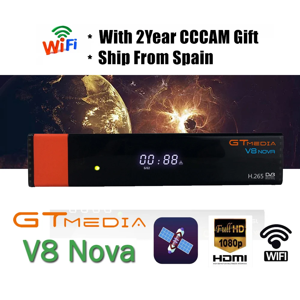 

Gtmedia V8 NOVA From Freesat V8 Super Same as GTMEDIA V8 Honor DVB-S2 for 1 Year Europe cline Built Wifi High Quality Stable