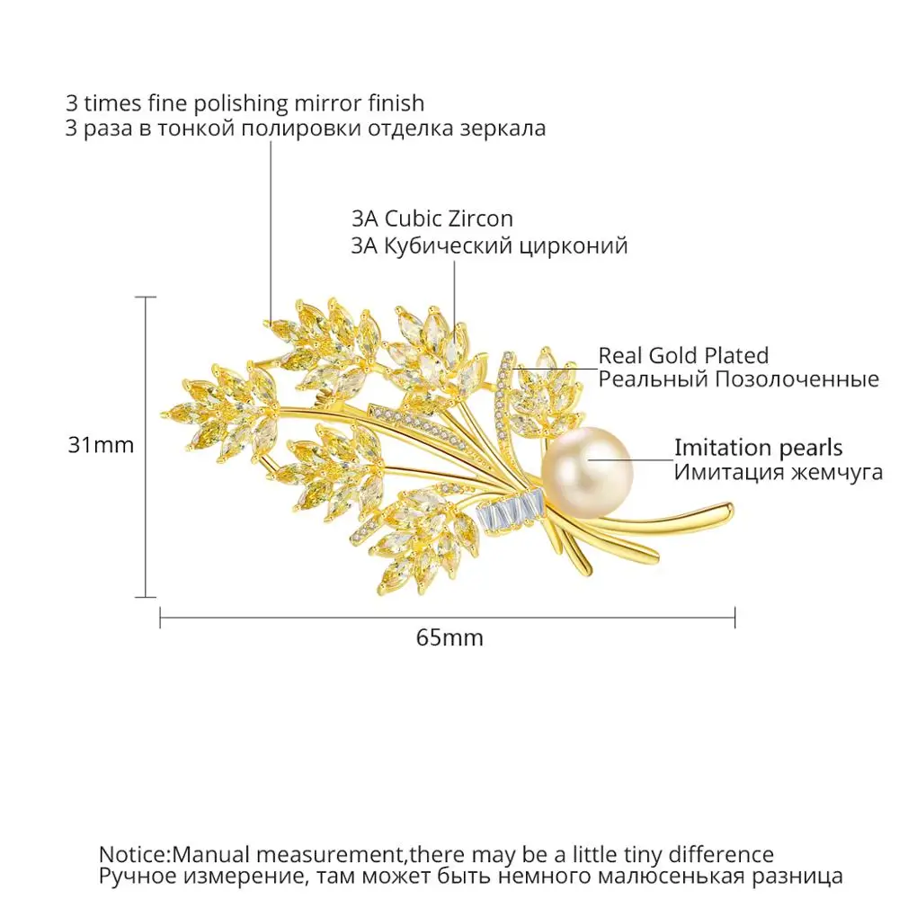 LUOTEEMI Pearl Flower Brooch for Women Fashion Jewelry CZ Brooch Pin Fashion Dress Coat Accessories Cute Jewelry Christmas Gift