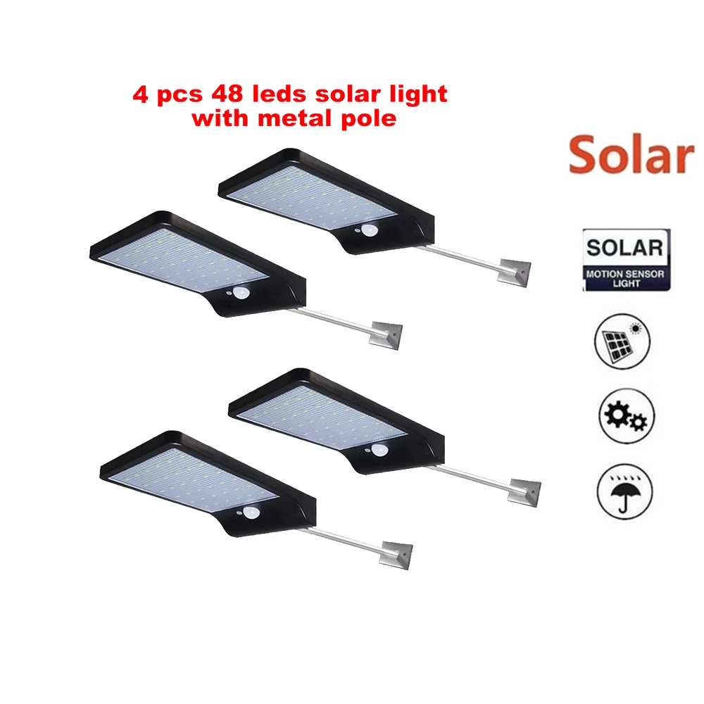 

2/4pcs 48 LEDs Motion Sensor Solar Light Outdoor Garden Decoration Fence Stair Pathway Yard Sunlight Security Solar LED Wall Lam