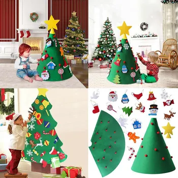 

Kids DIY Felt Christmas Tree Decoration Santa Claus New Year Gifts for Children Xmas Tree Hanging Ornaments Christmas Supplies