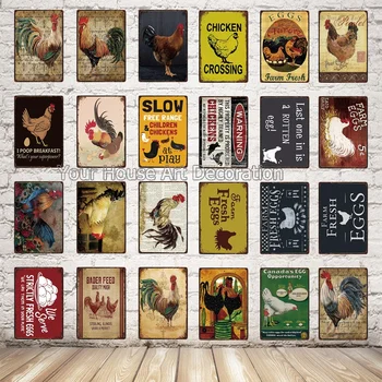 

Metal Tin Signs Chicken Fresh Eggs Crossing Farm Wall Poster Pictures Home Decor Bar Wall Art Painting 30x20