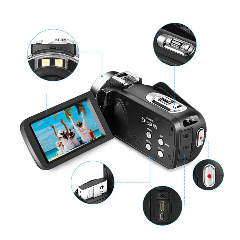 30 Million Pixel High-definition Digital Video Camera Home WIFI Camera DV With Remote Control And Microphone