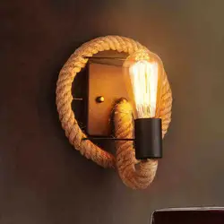 Винтажная пеньковая веревка Настенные светильники для домашнего декора промышленный светильник Черный Металлический Настенный Бра