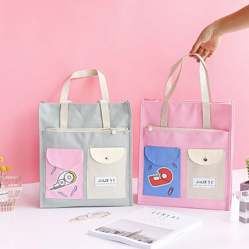 

Kabaxiong bu xi dai Environmentally Friendly Book Bag File Holder Carry Bag Canvas Young STUDENT'S for mei shu dai Makeup Missed