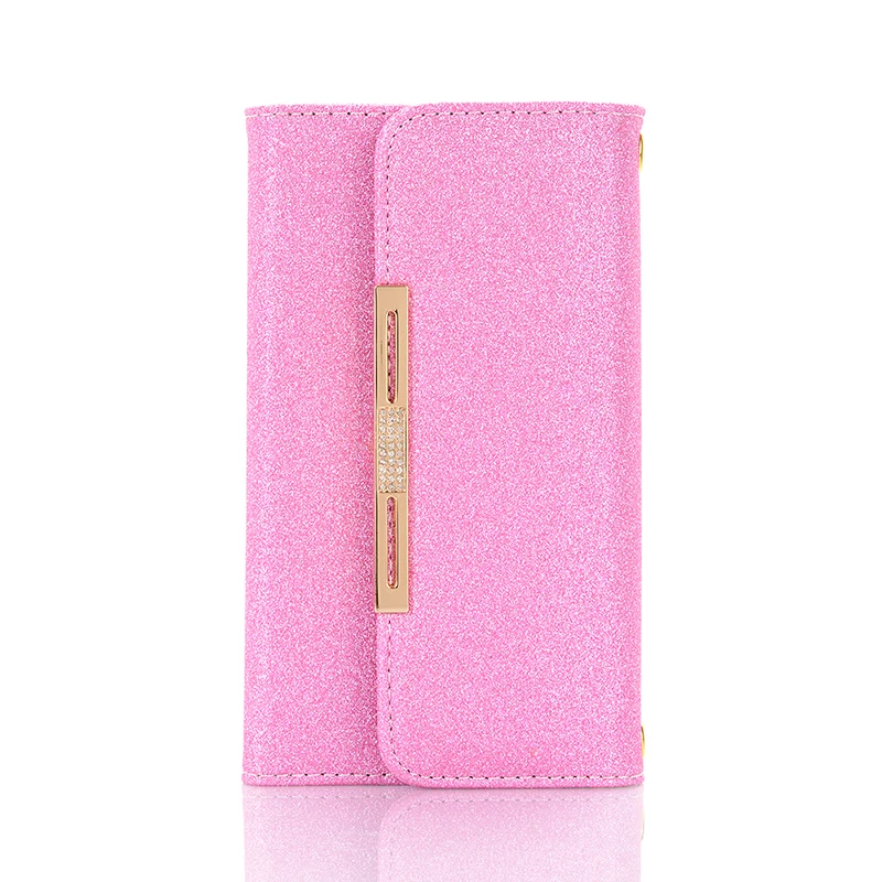 Rose Red Glitter Hand Bag Leather Case For iPhone 11 Pro Max X XR 6 6s 7 8 Plus XS Max Wallet Cover For Samsung S8 S9 Plus S7 Edge Note 8 - Цвет: Rose Red
