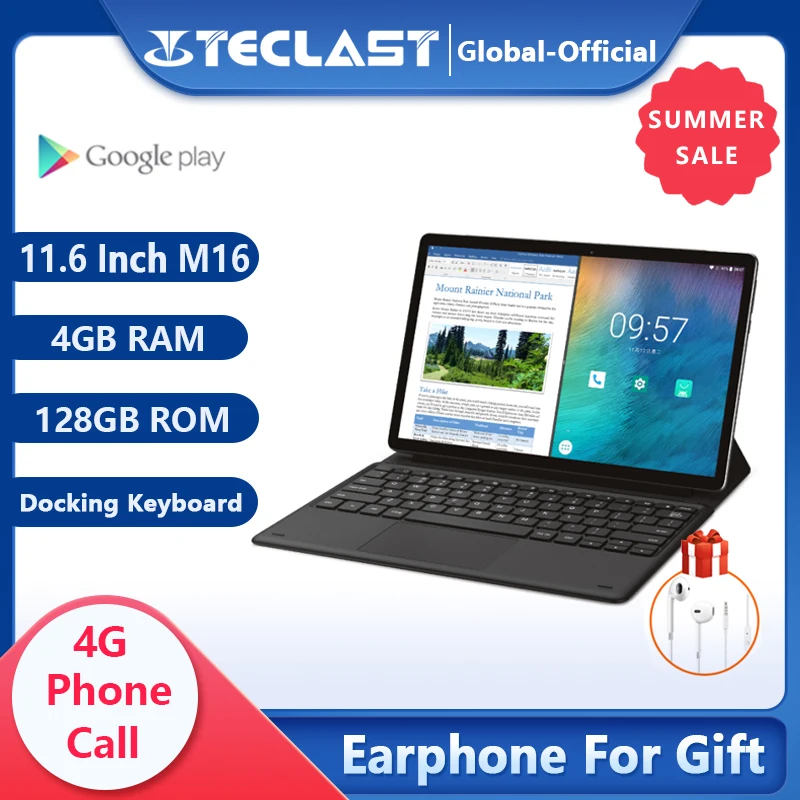 Teclast M16 11 6 дюймов Android планшет Helio X27 Deca Core 4 Гб ОЗУ 128 ПЗУ 4G сетевые планшеты PC 8.0MP док