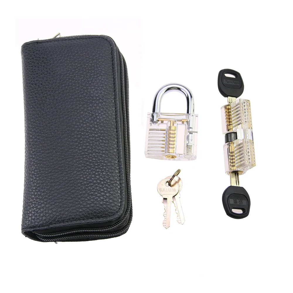 24pcs Titanium Lock Set with 2pcs Transparent Lock,Lock Practice Pick Remove Tool Kit for Professional Locksmith