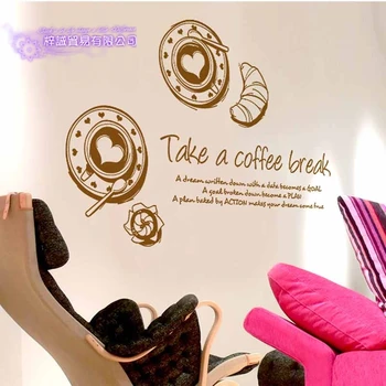 

Croissant Coffee Shop Sticker Bean Milk Tea Decal Cup Poster Vinyl Art Wall Decor Mural Decoration Break Bread Cafe Glass Decals