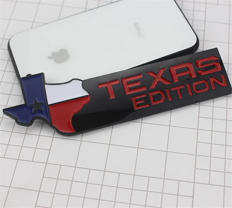 30PCS Car styling 16.5*3.6cm ABS Plastic plating TEXAS EDITION Emblem Rear Trunk Badge Side Logos Cars body Stickers - Цвет: Black