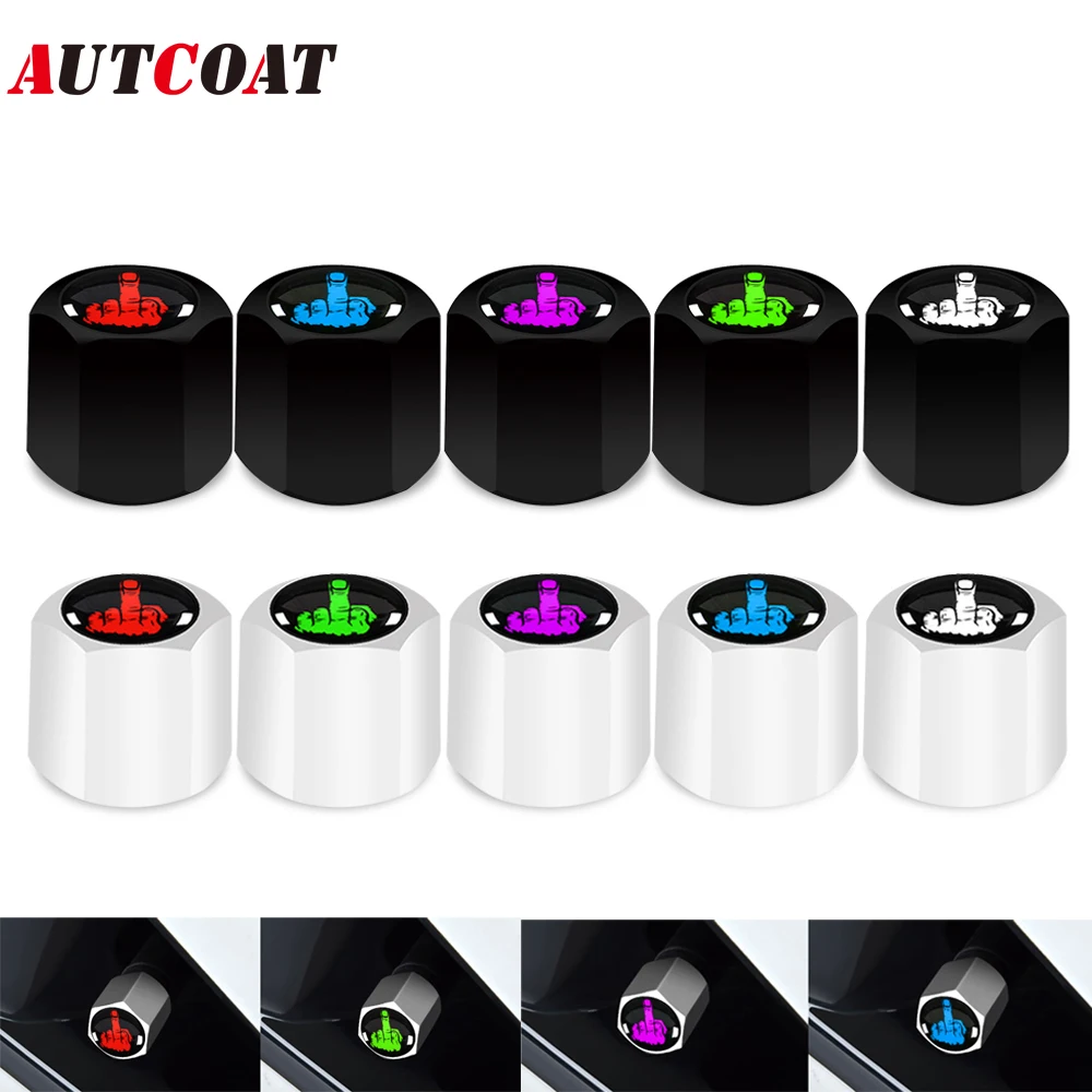 

AUTCOAT 4Pcs/Set Tire Valve Dust Caps Middle Finger Style Zinc Alloy for Car, Truck, Motorcycle, Bicycle