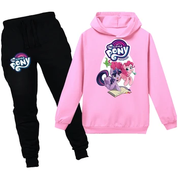 

2020 new My Pony cartoon anime cotton boys and girls hooded sweater trousers sports casual spring and autumn suit