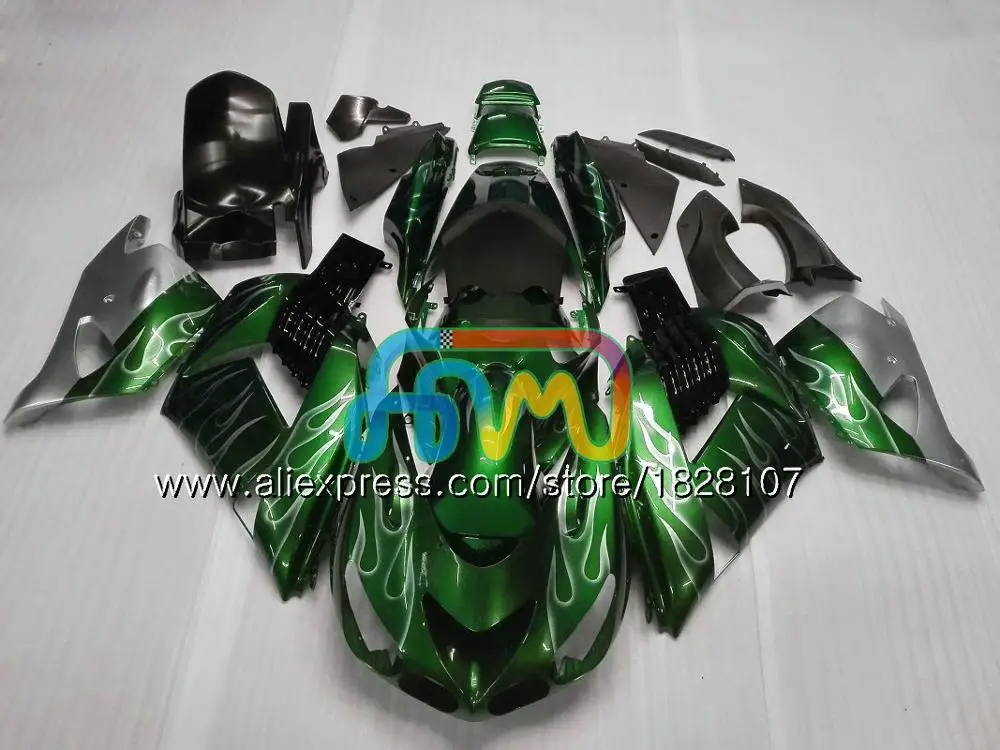 Инъекции для KAWASAKI ZX зеленый Глянец 14R ZZR1400 ZX-14R 21BS. 2 ZX14R 06 07 08 09 10 11 2006 2007 2008 2009 2010 2011 обтекатель - Цвет: No. 24