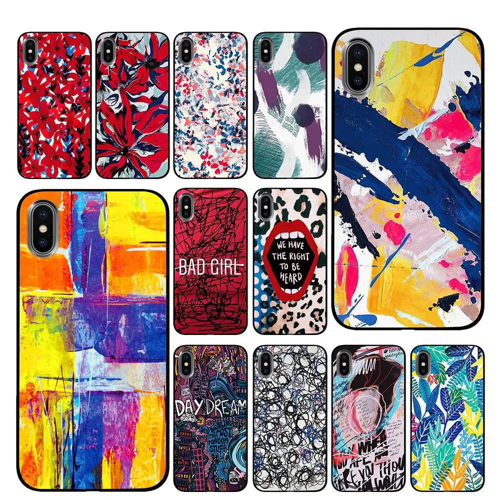 scrawl art Black TPU Case cover For iPhone 5 5S 6 6s 7 8 Plus X XS XR 11 Pro Max | Мобильные телефоны и аксессуары