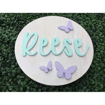 

Custom Wood baby name plaque, Nursery Baby name sign with butterfly, girl Bedroom decor, baby shower gift, Newborn announcement