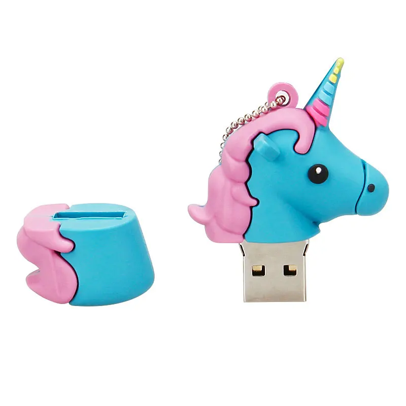 

100% True Capacity usb Flash Drive 64gb Unicorn pen drive 16gb usb disk 128gb 8gb 4gb Cute animal pendrive 32gb White Horse Gift