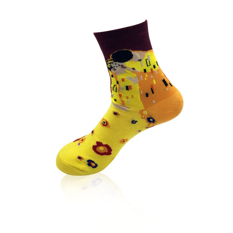 Забавные носки с масляными рисунками, художественная Новинка, унисекс, мужские и женские носки, модные винтажные Ретро носки с масляными рисунками в стиле ренессанса, дышащие носки - Цвет: 10