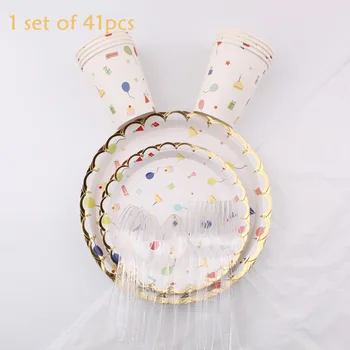 

Children's Day Theme Disposable Tableware Set Birthday Celebration Disposable Cup Plate Napkin Paper Straw Tablecloth Party Supp