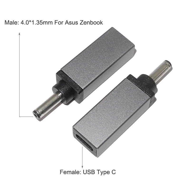 USB C Naar Rechthoek DC-stekker, 4.0x1.35mm Adapter PD Emulator Trigger 90 Graden Schuin voor Laptop Tablet, DC 65W PD Emulator Trigger
