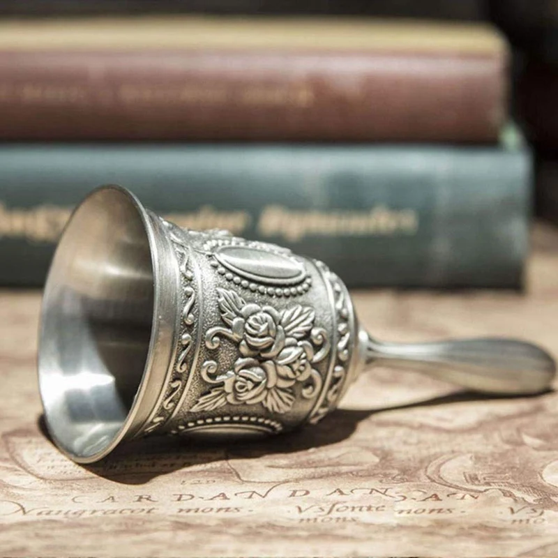 Hand Bell, Metal Tone Ring Alarm Hand Hold Service Call Bell Desktop Bell Tea Dinner Bell Game Bell, Christmas Bell