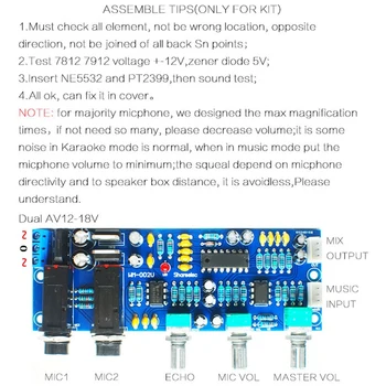 

PT2399 NE5532 Karaoke Board Microphone Amplifier Board Preamplifier Reverberation Echo Sound(Finisher Product)