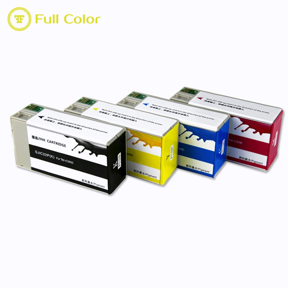 Полноцветный пигментный чернильный картридж SJIC22P совместимый для epson TM-C3500 TM C3500