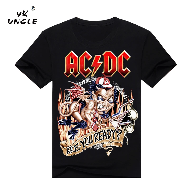 As the picture 3 YK UNCLE брендовая мужская/женская футболка из хлопка AC/DC, рок-группа acdc, летняя мужская однотонная черная свободная футболка, топы - Цвет: As the picture 3
