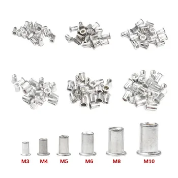 

20/50Pcs Aluminum Alloy Rivet Flat Head Threaded Rivet Insert Nutsert Cap Rivet Nut Kit M3 M4 M5 M6 M8