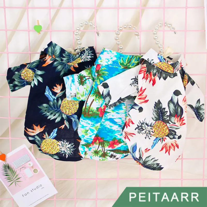 [PEITAAR] Pet Supplies Dog Clothes Cat Shirts Printed Summer Tropical Hawaiian Style Coconut Pattern Vocation | Дом и сад